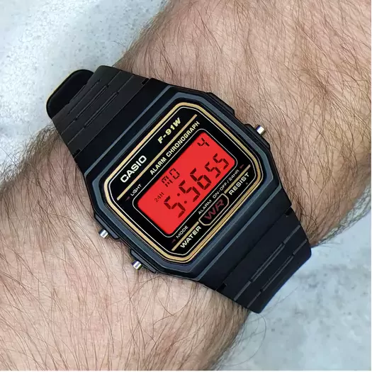 MEN S WATCH CASIO F-91WG-9QDF + BOX