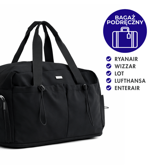 Torba weekendowa podr&oacute;żna sk&oacute;rzana Solier SL39 Astrin czarna 10