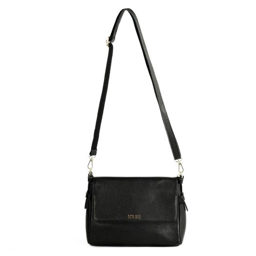 Leather Crossbody Shoulder Bag Solier FL52 Alessa &ndash; Black 5