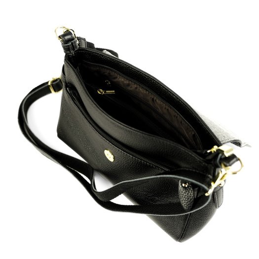 Leather Crossbody Shoulder Bag Solier FL52 Alessa &ndash; Black 1