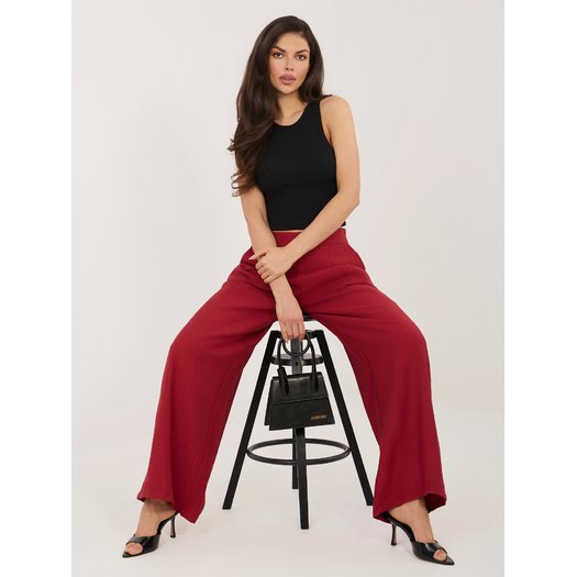 Spodnie-D60103M62449E3-ciemny czerwony