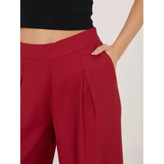 Spodnie-D60103M62449E3-ciemny czerwony 3