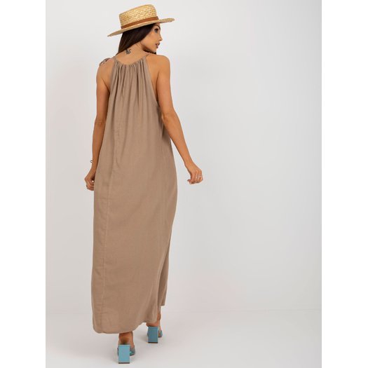 Suknelė-TW-SK-BE-203D.38P-tamsiai smėlio spalvos 6