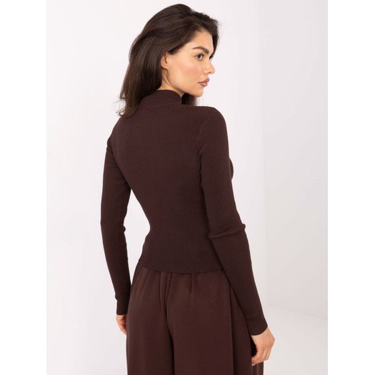Sweter-D93050Z90814A-ciemny brązowy