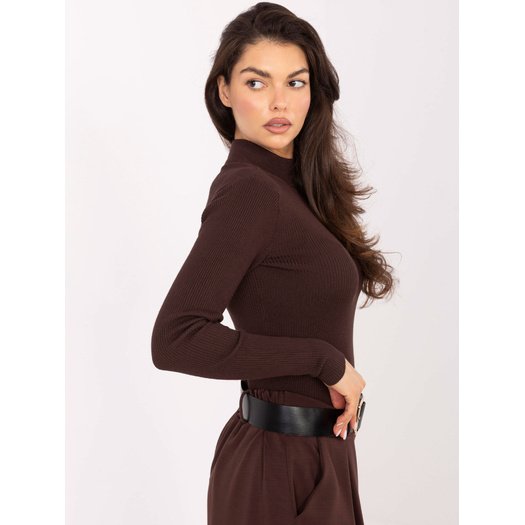 Sweter-D93050Z90814A-ciemny brązowy 1