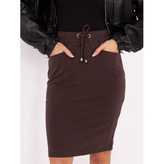 Spódnica-RV-SD-4793-1.32-ciemny brązowy 1