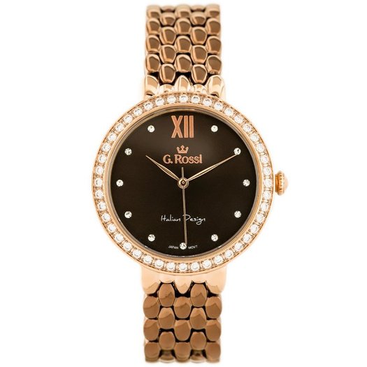 G. ROSSI WATCH - 11775B (zg769f) rose gold/brown + BOX