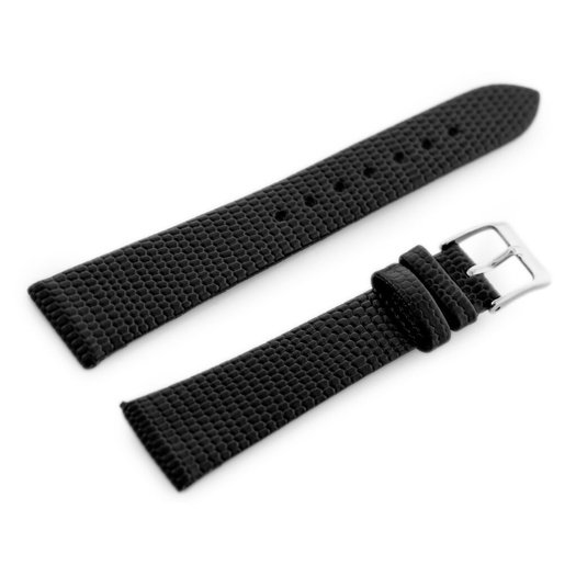 W107 leather watch strap - black/sr. 14mm 1