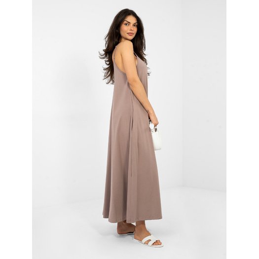 Sukienka-RV-SK-A1088.29-ciemny bezowy 1