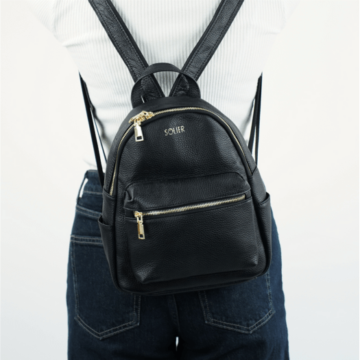 Women&rsquo;s Leather Backpack Solier FV13 Tiva &ndash; Black 4