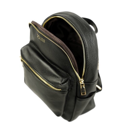 Women&rsquo;s Leather Backpack Solier FV13 Tiva &ndash; Black 1