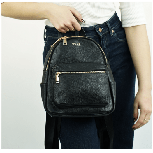 Women&rsquo;s Leather Backpack Solier FV13 Tiva &ndash; Black 5