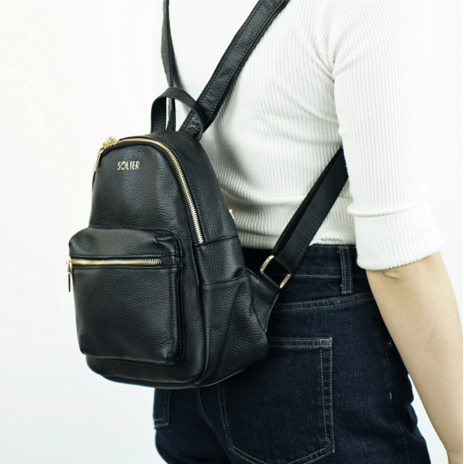 Women&rsquo;s Leather Backpack Solier FV13 Tiva &ndash; Black 3