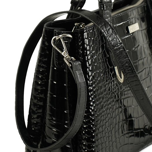 Elegant Leather Tote Shoulder Bag Solier FL45 Veloria &ndash; Black 6