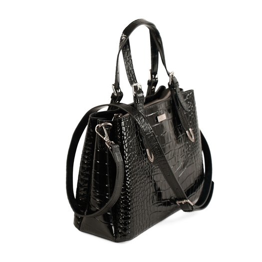 Elegant Leather Tote Shoulder Bag Solier FL45 Veloria &ndash; Black 1