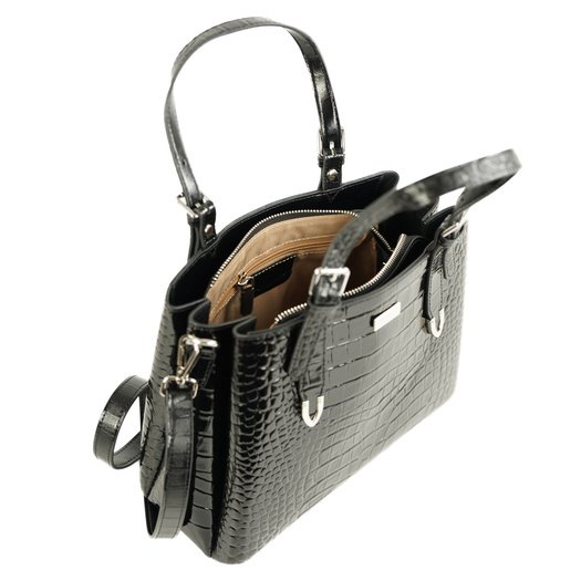 Elegant Leather Tote Shoulder Bag Solier FL45 Veloria &ndash; Black 7