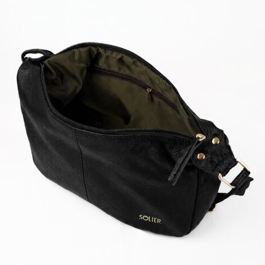 Leather Women&rsquo;s Baguette Shoulder Bag Solier FL53 Mirelle &ndash; Black 6