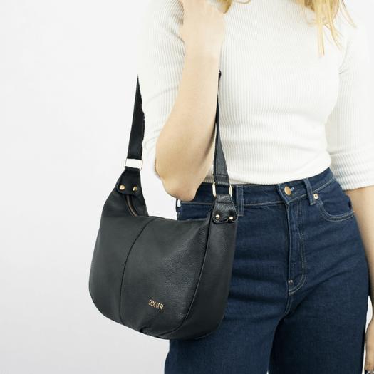 Leather Women&rsquo;s Baguette Shoulder Bag Solier FL53 Mirelle &ndash; Black 3