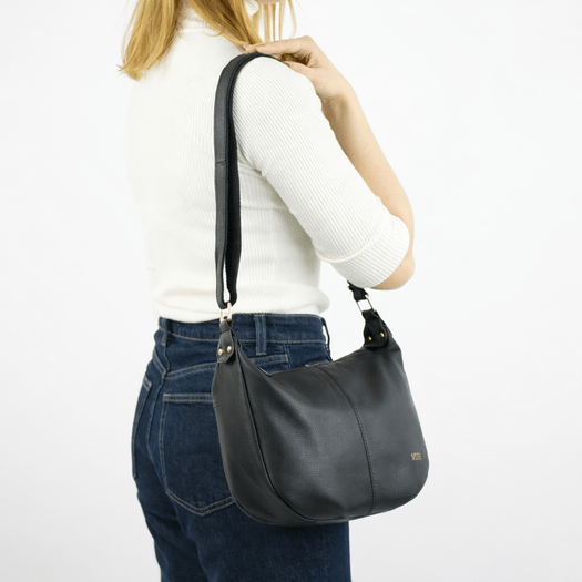 Leather Women&rsquo;s Baguette Shoulder Bag Solier FL53 Mirelle &ndash; Black 2