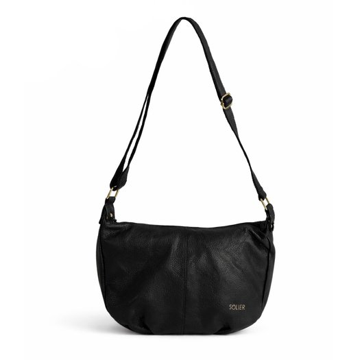 Leather Women&rsquo;s Baguette Shoulder Bag Solier FL53 Mirelle &ndash; Black 1