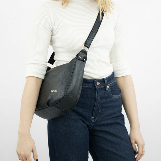 Leather Women&rsquo;s Baguette Shoulder Bag Solier FL53 Mirelle &ndash; Black 7