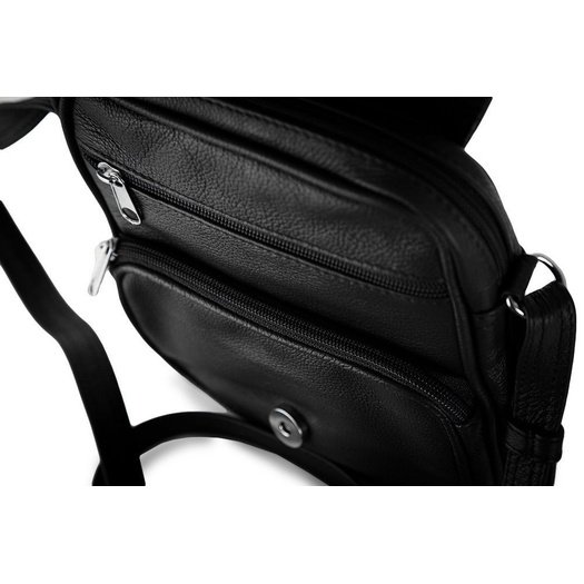 Black leather messenger Ipad case SL32