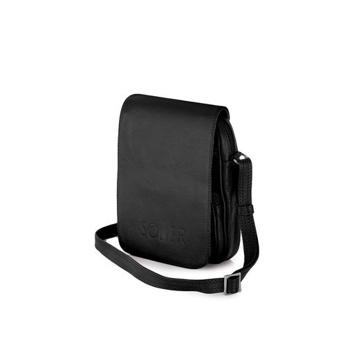 Black leather messenger Ipad case SL32