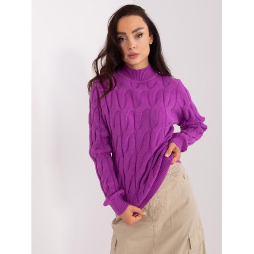 Sweter-AT-SW-2235.00P-ciemny fioletowy