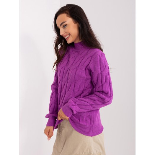 Sweter-AT-SW-2235.00P-ciemny fioletowy