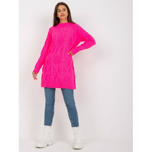 Sweter-LC-SW-8012.88P-fluo różowy 1