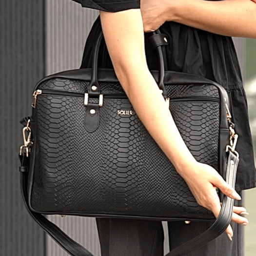 Genuine leather women s laptop bag Marina black 4