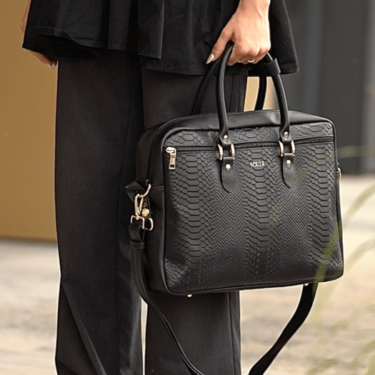 Genuine leather women s laptop bag Marina black 2