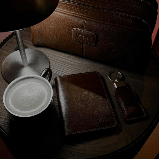 ELEGANTIŠKA NATŪRALIOS ODOS VYRIŠKA KOSMETINĖ SOLIER SK02 SZETLAND - Vintažinė ruda 1