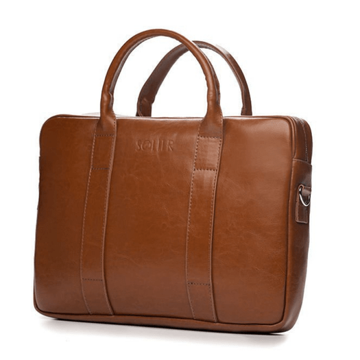 Vintage brown leather shoulder laptop bag EDYNBURG 20