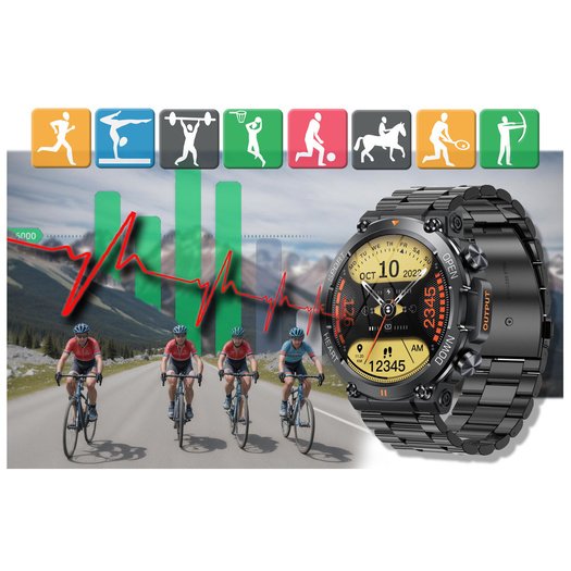 SMARTWATCH MĘSKI Gravity GT7-2 PRO - WYKONYWANIE POŁĄCZEŃ, PULSOKSYMETR (sg018b)