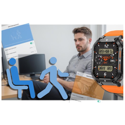 SMARTWATCH MĘSKI Gravity GT6-3 - WYKONYWANIE POŁĄCZEŃ, MONITOR SNU (sg020c)
