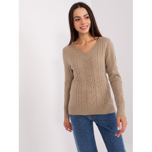 Megztinis-AT-SW-2329.98P-tamsiai smėlio spalvos 7