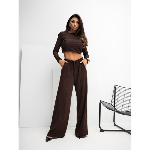 Spodnie dresowe-RV-DR-A1061.80-ciemny brązowy