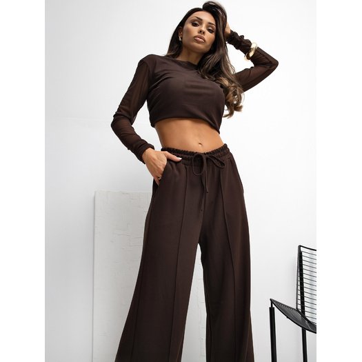Spodnie dresowe-RV-DR-A1061.80-ciemny brązowy 1