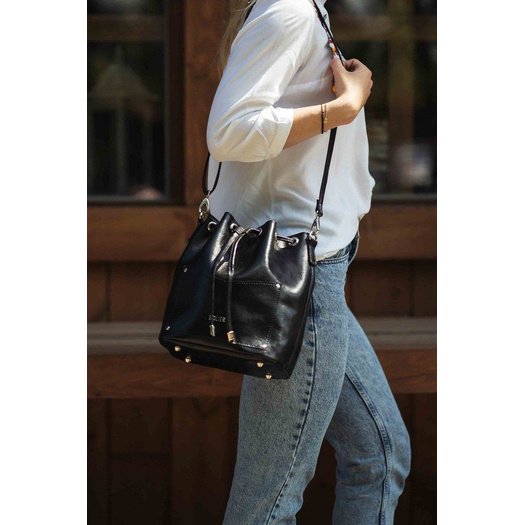 Genuine leather woman s messenger bag Nea FL19 black 6