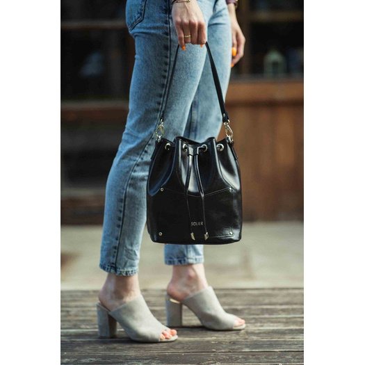 Genuine leather woman s messenger bag Nea FL19 black 5