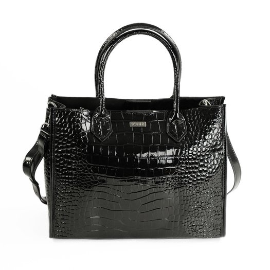 Elegant Women&rsquo;s Leather Tote Bag Solier FL62 Silvana &ndash; Black