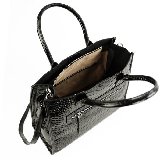 Elegant Women&rsquo;s Leather Tote Bag Solier FL62 Silvana &ndash; Black 10