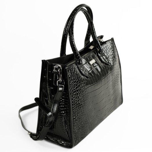 Elegant Women&rsquo;s Leather Tote Bag Solier FL62 Silvana &ndash; Black 1