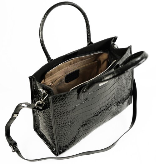 Elegant Women&rsquo;s Leather Tote Bag Solier FL62 Silvana &ndash; Black 11