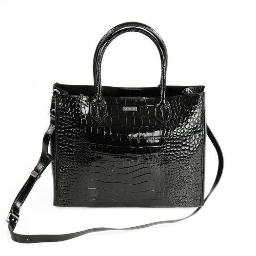 Elegant Women&rsquo;s Leather Tote Bag Solier FL62 Silvana &ndash; Black 4