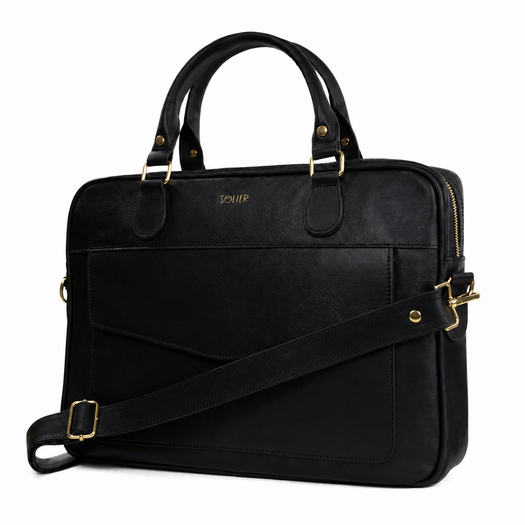 Genuine leather woman s laptop bag FL25 black with snake pattern
