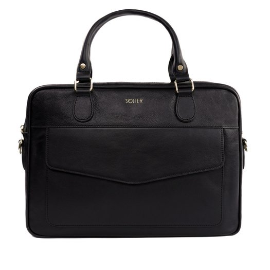 Genuine leather woman s laptop bag FL25 black with snake pattern 1