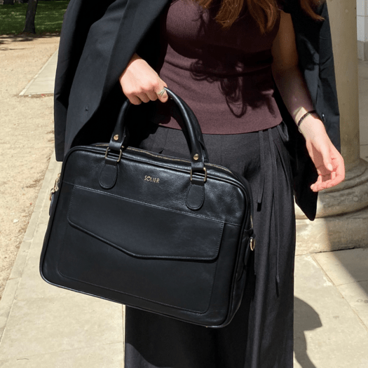 Genuine leather woman s laptop bag FL25 black with snake pattern 4