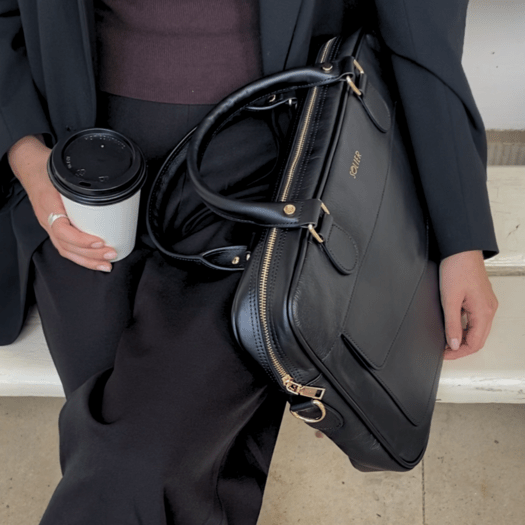 Genuine leather woman s laptop bag FL25 black with snake pattern 5